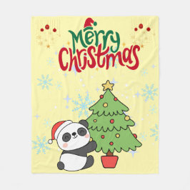 Cobertor De Velo cute panda merry Christmas blanket