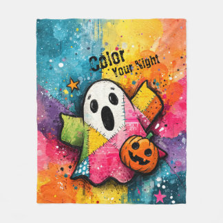 Cobertor De Velo Cute Patchwork Ghost Colorful Splatter Art