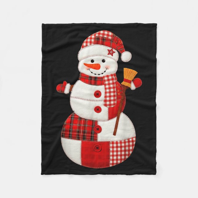 Cobertor De Velo Cute Patchwork Snowman Christmas Xmas Men Women Ki (Frente)