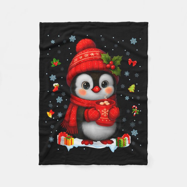 Cobertor De Velo Cute Penguin Drink Hot Cocoa Christmas Xmas Men Wo (Frente)