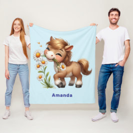 Cobertor De Velo Cute Pony Eating Daisies