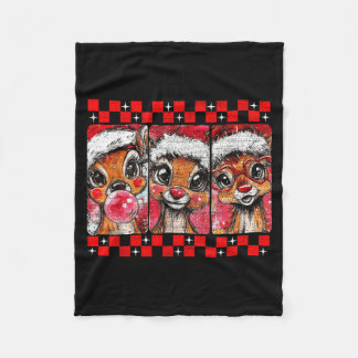 Cobertor De Velo Cute Preppy Christmas,reindeer Brushstrokes Funny