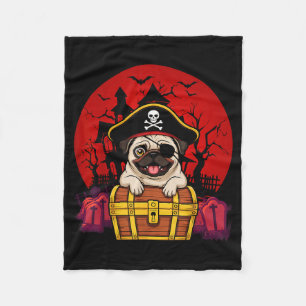 Cobertor De Velo Cute Pug Dog Crânio Pirata Capitão Fácil Halloween