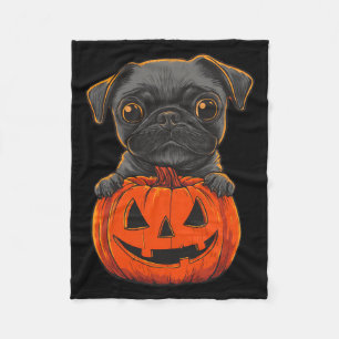 Cobertor De Velo Cute Pug Preto Jack O Lanterna Abóbora Halloween
