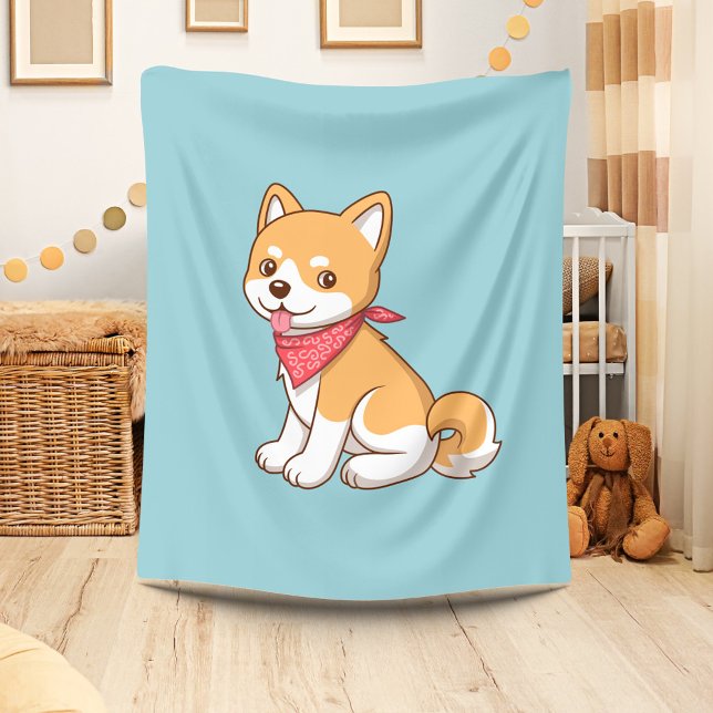 Cobertor De Velo Cute Puppy Dog Shiba Inu on Blue (Criador carregado)