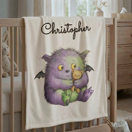 Cobertor De Velo Cute Purple Green Fluffy Monster Buddy