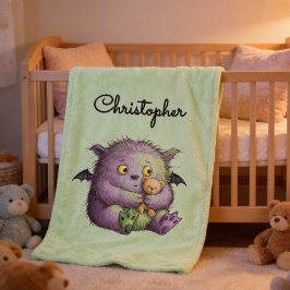 Cobertor De Velo Cute Purple Green Fluffy Monster Buddy