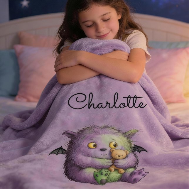 Cobertor De Velo Cute Purple Green Fluffy Monster Kids (Criador carregado)