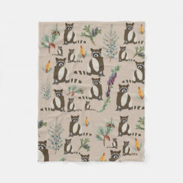 Cobertor De Velo Cute Raccoon em Pine Forest Pattern