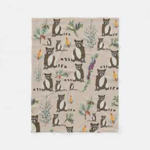 Cobertor De Velo Cute Raccoon em Pine Forest Pattern