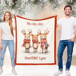 Cobertor De Velo Cute Reindeer Christmas Blanket for Kids With Name