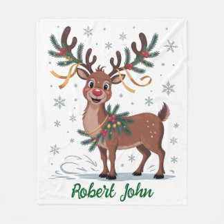 Cobertor De Velo Cute Rudolph with Gold Accents