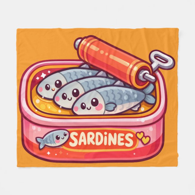Cobertor De Velo Cute Sardines Fish Cartoon (Frente (Horizontal))