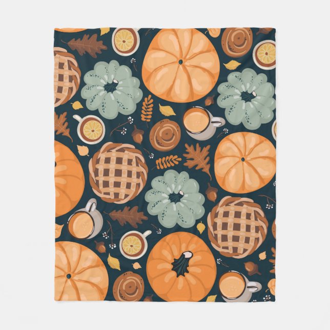 Cobertor De Velo Cute seamless autumn pattern background (Frente)