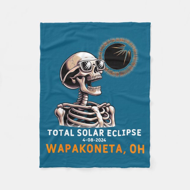 Cobertor De Velo Cute Skeleton Solar Eclipse Wapakoneta Ohio (Frente)