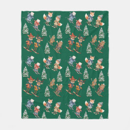 Cobertor De Velo Cute Skiing Animals Fleece Blanket