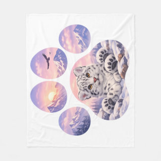 Cobertor De Velo Cute Snow Leopard Paw Mountain Design