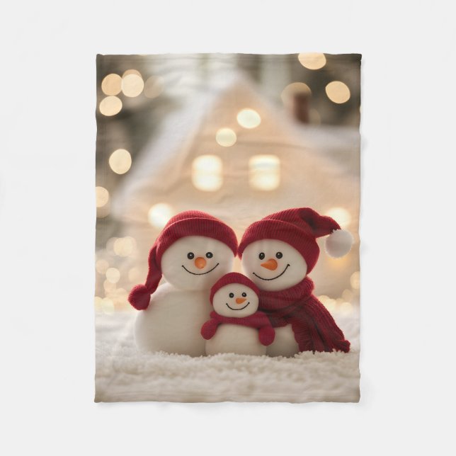 Cobertor De Velo Cute Snowman Family Winter Christmas (Frente)