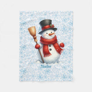 Cobertor De Velo Cute Snowman Personalize Nome Natal