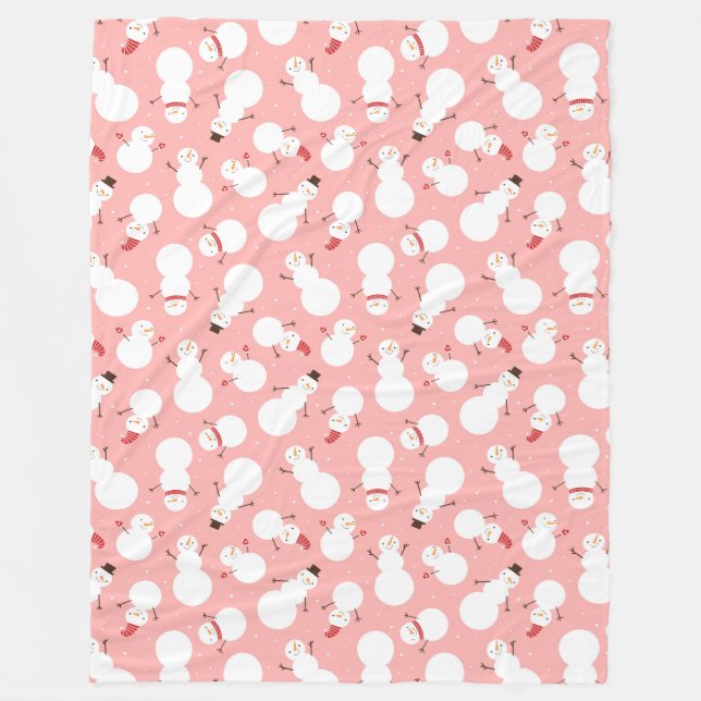 Cobertor De Velo Cute Snowmen Fleece Blanket (Frente)