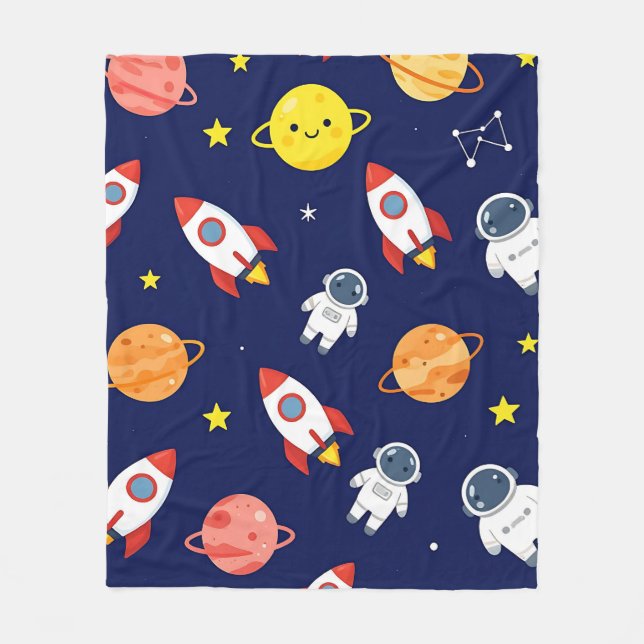 Cobertor De Velo Cute Space Explorer Kids Pattern (Frente)
