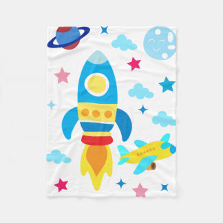 Cobertor De Velo Cute Spacecraft Rocket Ships Pattern