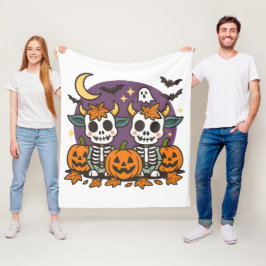 Cobertor De Velo Cute Spooky Skeleton Cows Fleece Blanket