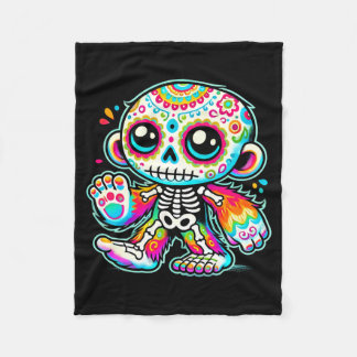 Cobertor De Velo Cute Sugar Skull Pé Grande Dia Dos Mortos