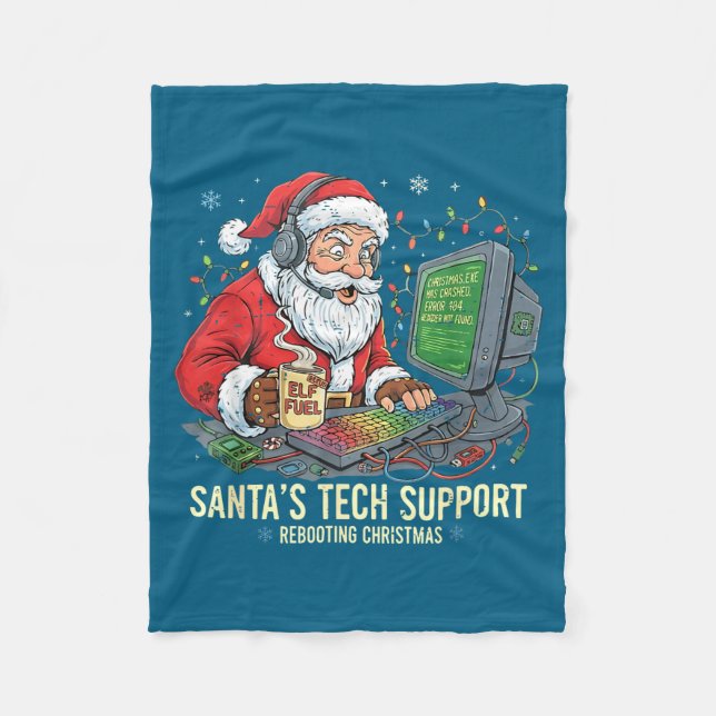 Cobertor De Velo Cute Tech Support Rebooting s Computer Santa Santa (Frente)
