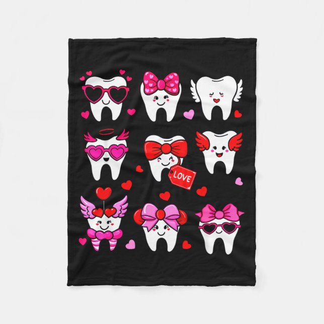 Cobertor De Velo Cute Teeth Love Valentine's Day Dental  (Frente)