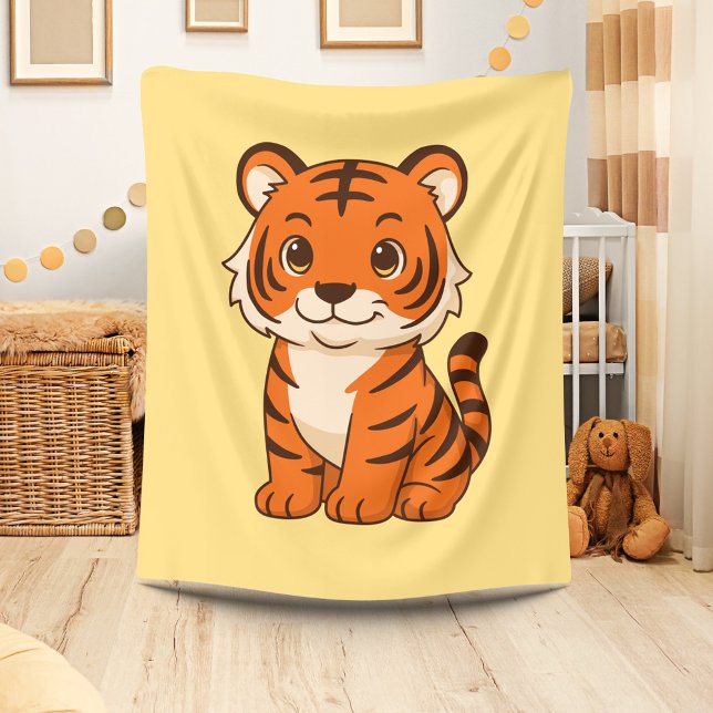 Cobertor De Velo Cute Tiger Cub on Yellow (Criador carregado)