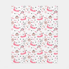 Cobertor De Velo Cute Tropical Halloween – Ghosts & Flamingo