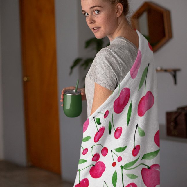 Cobertor De Velo Cute watercolor red cherries pattern (Criador carregado)