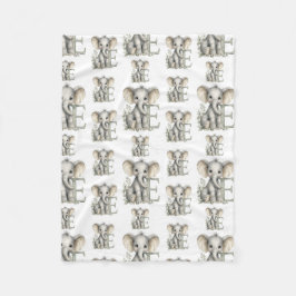 Cobertor De Velo Cute watercolour baby animal alphabet Elephant