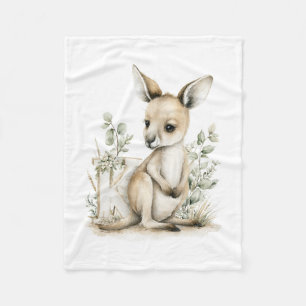 Cobertor De Velo Cute watercolour bebé animal alfabeto Canguru