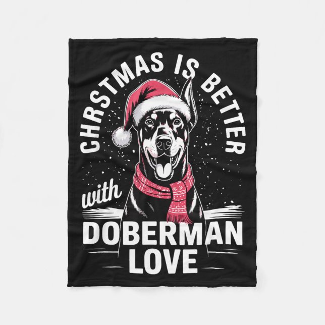 Cobertor De Velo Cute Xmas Christmas Is Better With Doberman Nscher (Frente)
