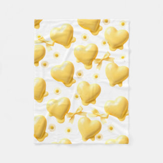 Cobertor De Velo Cute Yellow Hearts Blanket - Sweet Candy Love Thro
