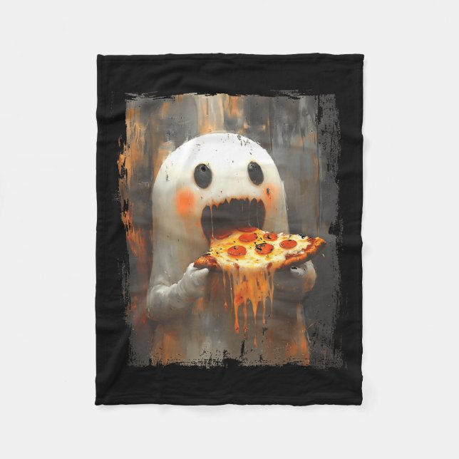 Cobertor De Velo Cute Zza Ghost Eating Zza Funny Halloween Food Lov (Frente)