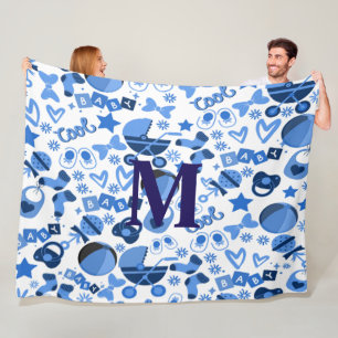Cobertor De Velo Cutecool blue Babyboy Nursery Patterno personaliza