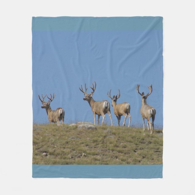 Cobertor De Velo D9 Mule Deer Bucks in Velvet Sky Links (Frente)