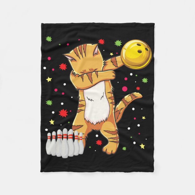 Cobertor De Velo Dabbing Cat Boliche Camisa Funny Boliche Gift Cat (Frente)