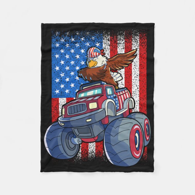Cobertor De Velo Dabbing Eagle Monster Truck 4 De Julho Boys Ameri (Frente)