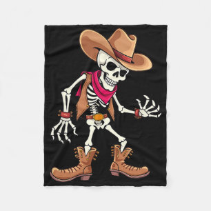 Cobertor De Velo Dabbing Skeleton Cowboy Halloween Meninos
