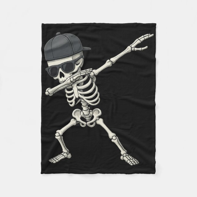 Cobertor De Velo Dabbing Skeleton Pirate Halloween Kids Jolly Roger (Frente)