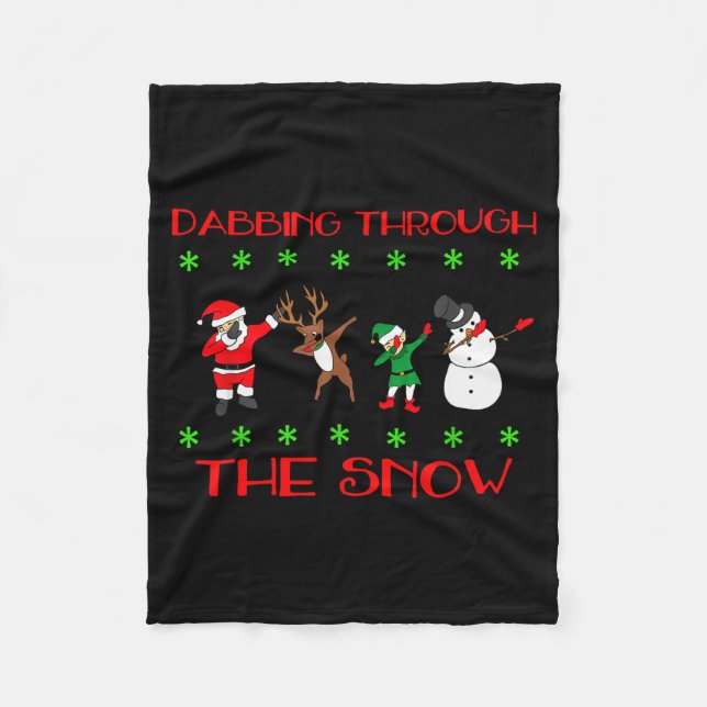Cobertor De Velo Dabbing Through The Snow Funny Christmas Design  (Frente)