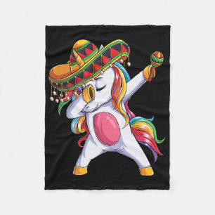 Cobertor De Velo Dabbing Unicorn Cinco De Mayo Kids Girls Mex