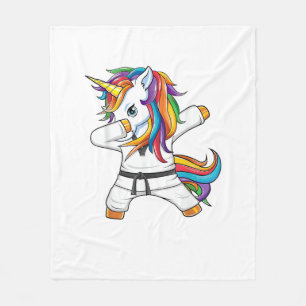 Cobertor De Velo Dabbing Unicorn Karate Taekwondo Kids Girls Martia