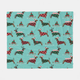 Cobertor De Velo Dachshances Natal Vestindo Suéter e Santa Hat