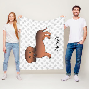 Cobertor De Velo Dachshund Cartoon de Pelo Curto Sable Vermelho & N