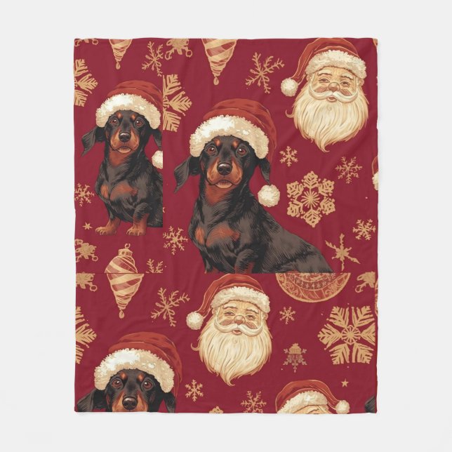 Cobertor De Velo Dachshund christmas (Frente)